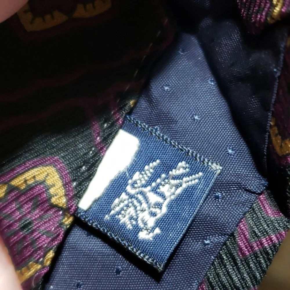 Burberry silk tie blue and purple geometric